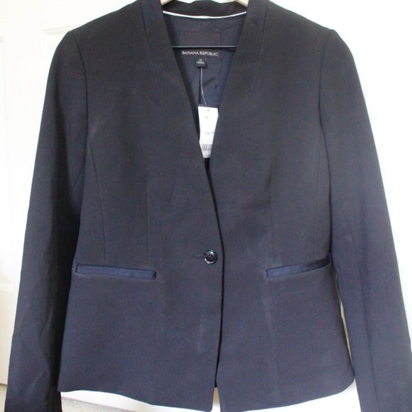 Banana Republic Collarless Black Blazer Size 0 - Picture 5 of 7